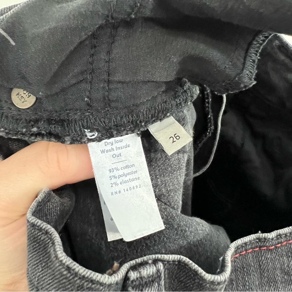 Marine Layer High Rise Skinny Washed Black Jeans Raw Hem Size 26 - Picture 8 of 9